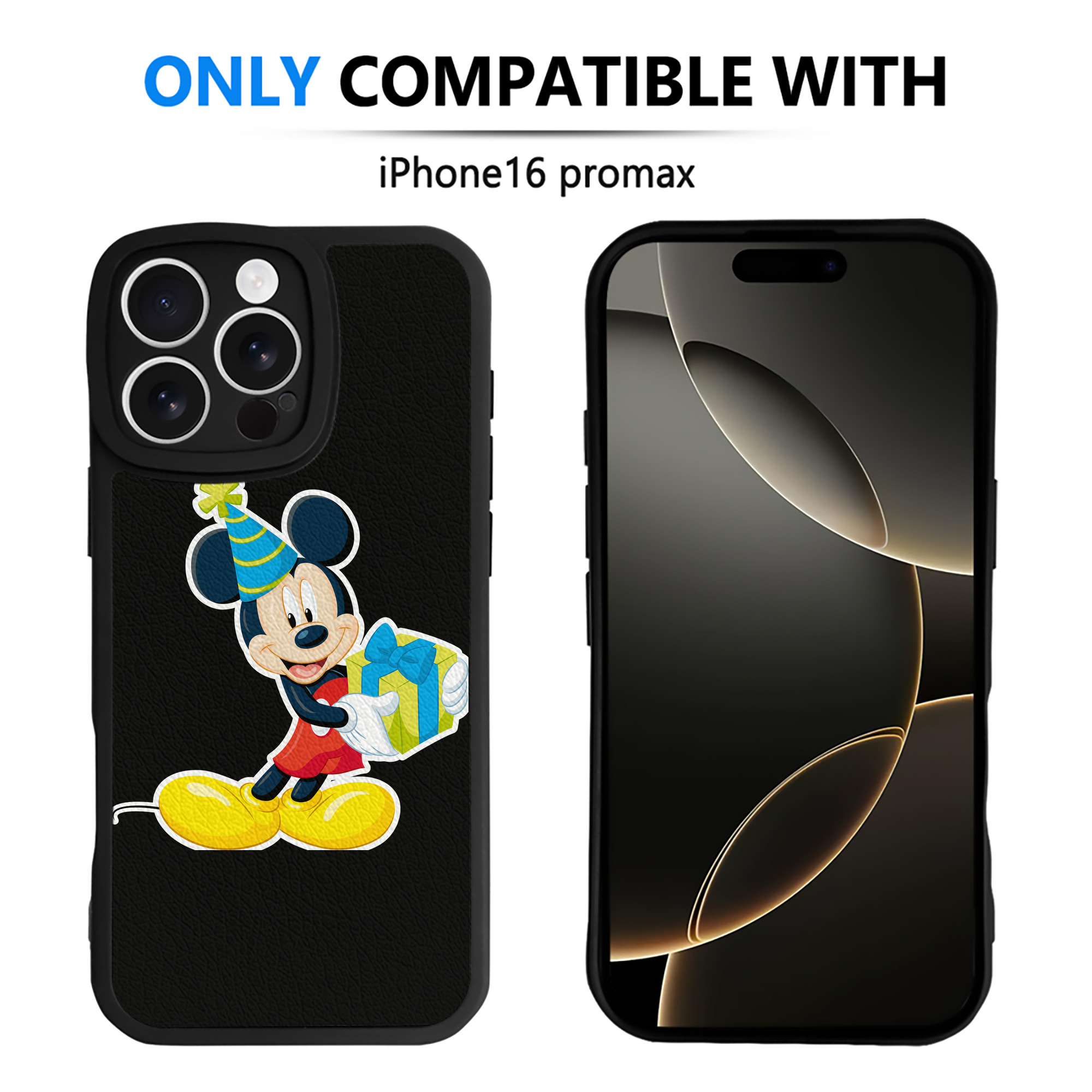 （画像用） ミッキーマウス Mickey Mouse 【iPhone 16シリーズ対応】シリコンスマホケース（レザー調） 材質：シリコン